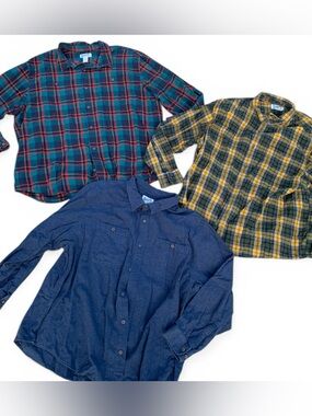 Duluth Trading Co 3XL Relaxed Fit Plaid Flannel Shirt Set of 3